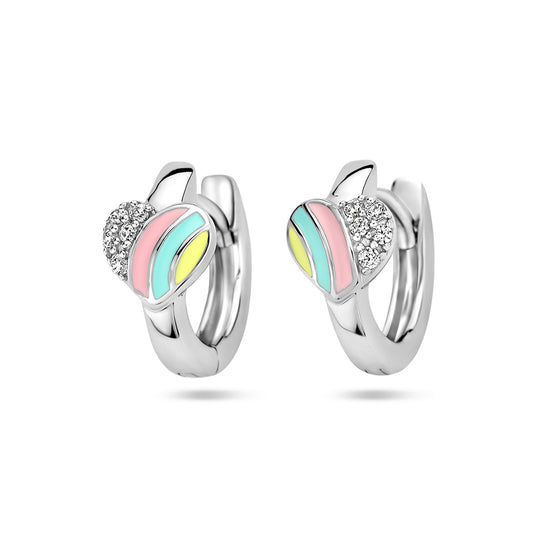 vDam Klapoorringen Hart En Zirkonia Zilver Gerhodineerd 1340420