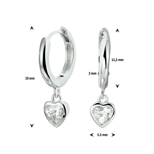 vDam Klapoorringen Hart Zirkonia Zilver Gerhodineerd 1328280