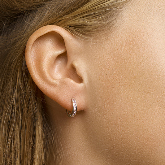 vDam Klapoorringen Roze Zirkonia Zilver Gerhodineerd 1329463