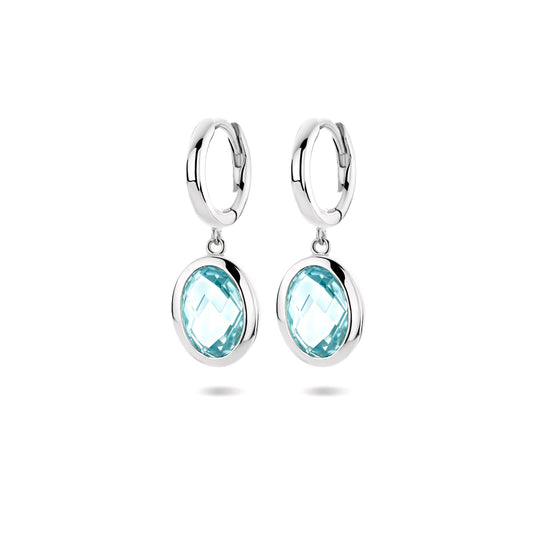 vDam Klapoorringen Sky Blue Topaas 26 Mm Zilver Gerhodineerd 1341004