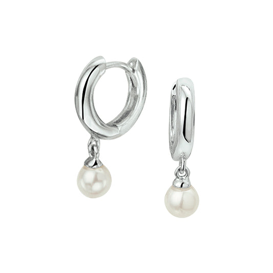 vDam Klapoorringen Synth Parel Zilver Gerhodineerd 1326864