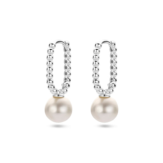 vDam Klapoorringen Synth Parel Zilver Gerhodineerd 1338456
