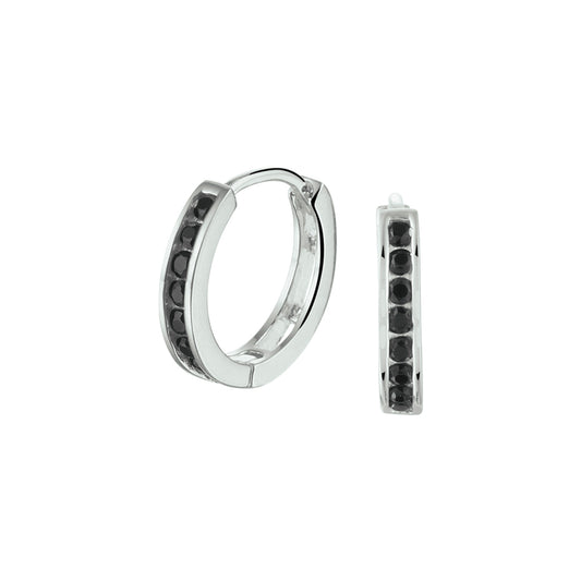 vDam Klapoorringen Zwart Zirkonia Zilver Gerhodineerd 1331371