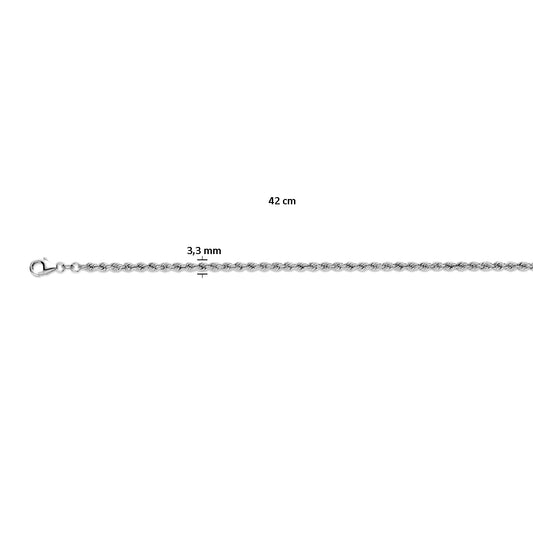 vDam Koord Massief 3,3 Mm Zilver Gerhodineerd 1341549 55cm