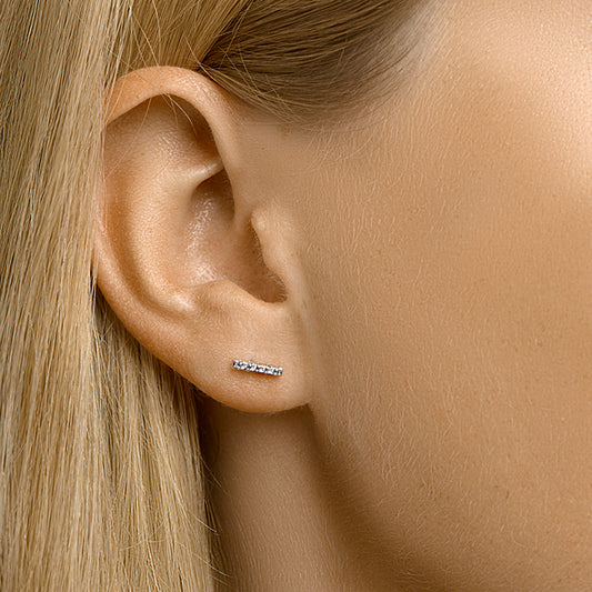 vDam Oorknoppen Balkje Roze Zirkonia Zilver Gerhodineerd 1332971