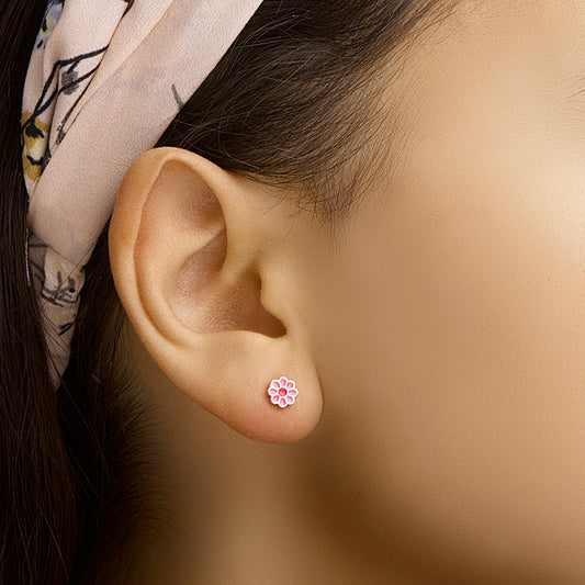 vDam Oorknoppen Bloem Zilver Gerhodineerd 1332038