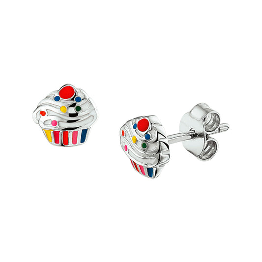 vDam Oorknoppen Cupcake Zilver Gerhodineerd 1327197