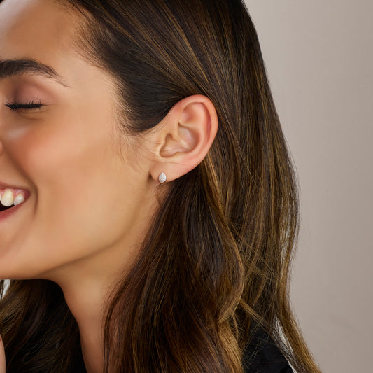 vDam Oorknoppen Druppel Zirkonia 6 Mm Zilver Gerhodineerd 1341682