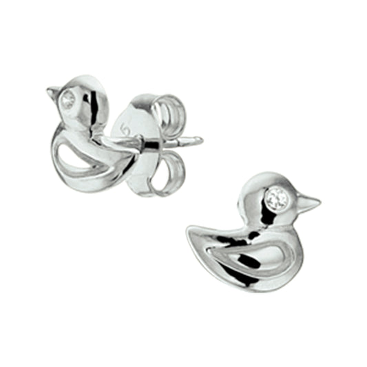 vDam Oorknoppen Eend Zirkonia Zilver Gerhodineerd 1325878