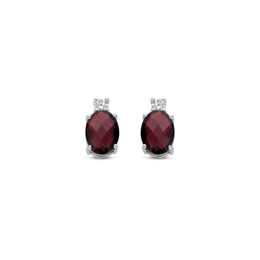 vDam Oorknoppen Granaat En Zirkonia 10,5 Mm Zilver Gerhodineerd 1340316