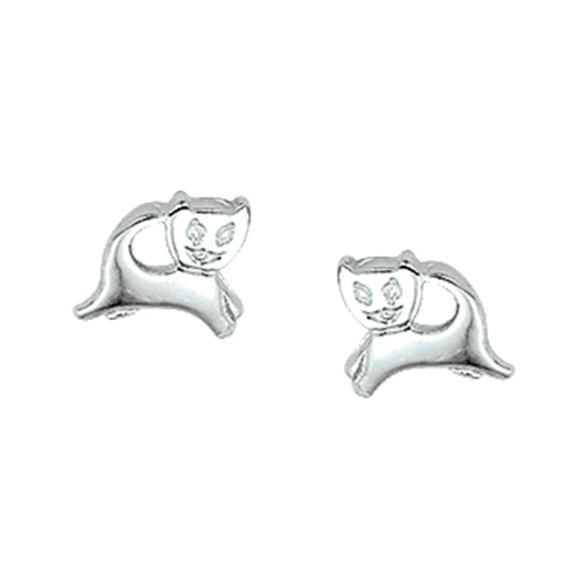 vDam Oorknoppen Poes Zilver Gerhodineerd 1329501