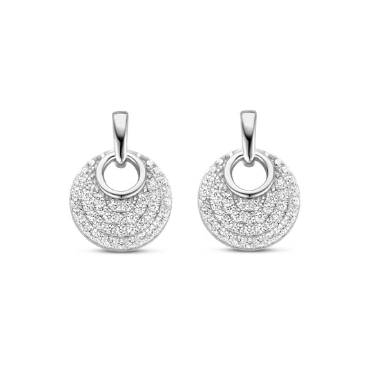 vDam Oorknoppen Rondje Zirkonia Zilver Gerhodineerd 1334774