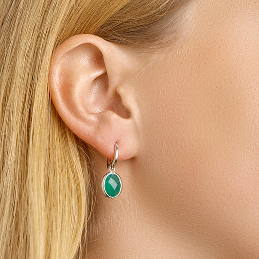 vDam Oorringen Groen Agaat Zilver Gerhodineerd 1329474