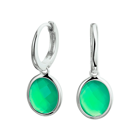 vDam Oorringen Groen Agaat Zilver Gerhodineerd 1329474