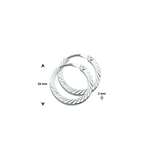 vDam Oorringen Vierkante Buis 2,0 Mm Gediamanteerd Zilver Gerhodineerd 1329572