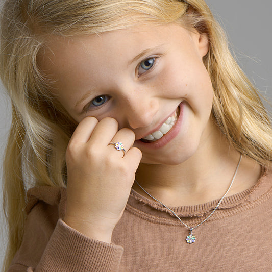 vDam Ring Bloem Zilver Gerhodineerd Maat 1332046 Maat 13