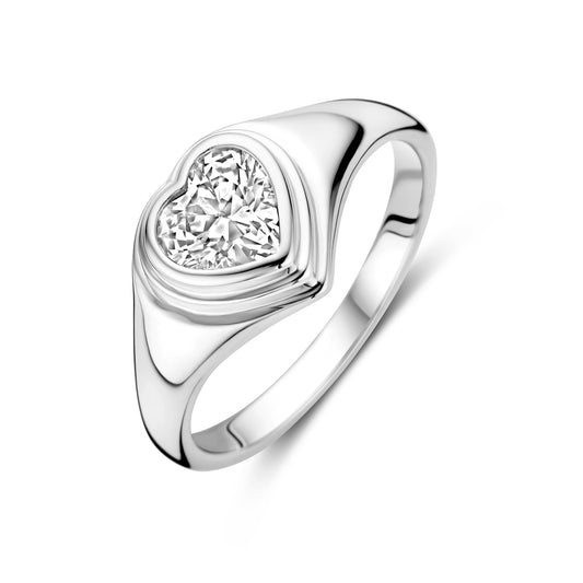 vDam Ring Hartje Zirkonia Zilver Gerhodineerd 1339376