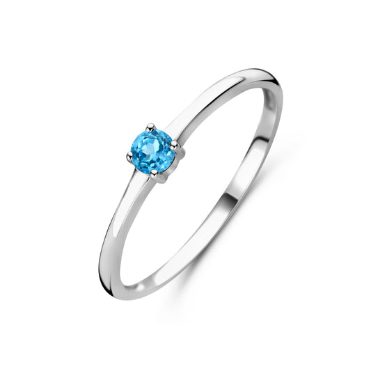 vDam Ring Met Geboortesteen Blauw Topaas December Zilver Gerhodineerd 1337096