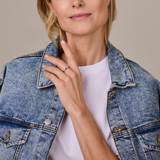 vDam Ring Met Geboortesteen Saffier September Zilver Gerhodineerd 1337050 Maat 16