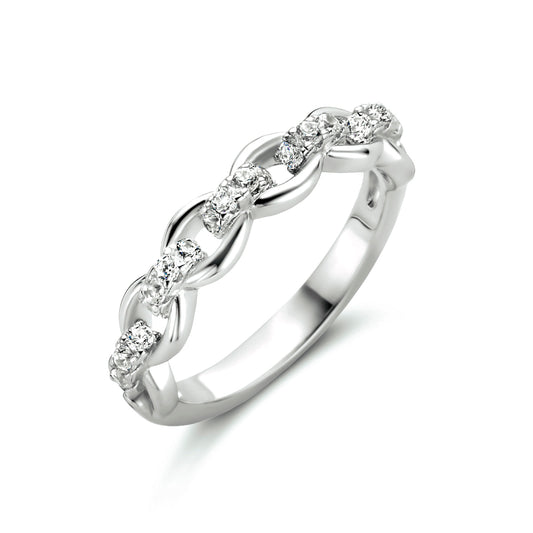 vDam Ring Schakel Zirkonia Zilver Gerhodineerd 1334132