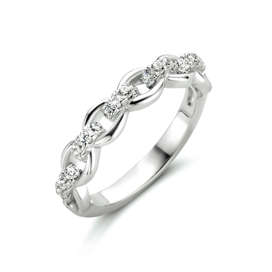 vDam Ring Schakel Zirkonia Zilver Gerhodineerd 1334133
