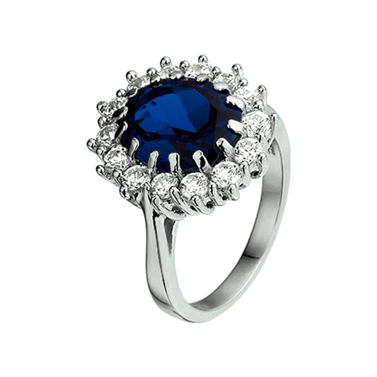 vDam Ring Zirkonia En Synthetische Saffier Zilver Gerhodineerd 1326212