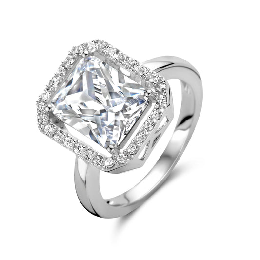 vDam Ring Zirkonia Halo Zilver Gerhodineerd 1335161