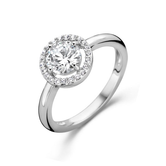 vDam Ring Zirkonia Halo Zilver Gerhodineerd 1335708