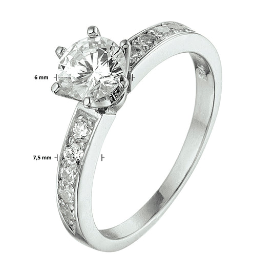 vDam Ring Zirkonia Zilver Gerhodineerd 1328560 Maat 17¼