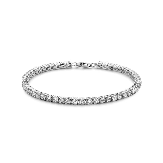 vDam Tennisarmband Zirkonia 3,0 Mm 18,5 Cm Zilver Gerhodineerd 1339144