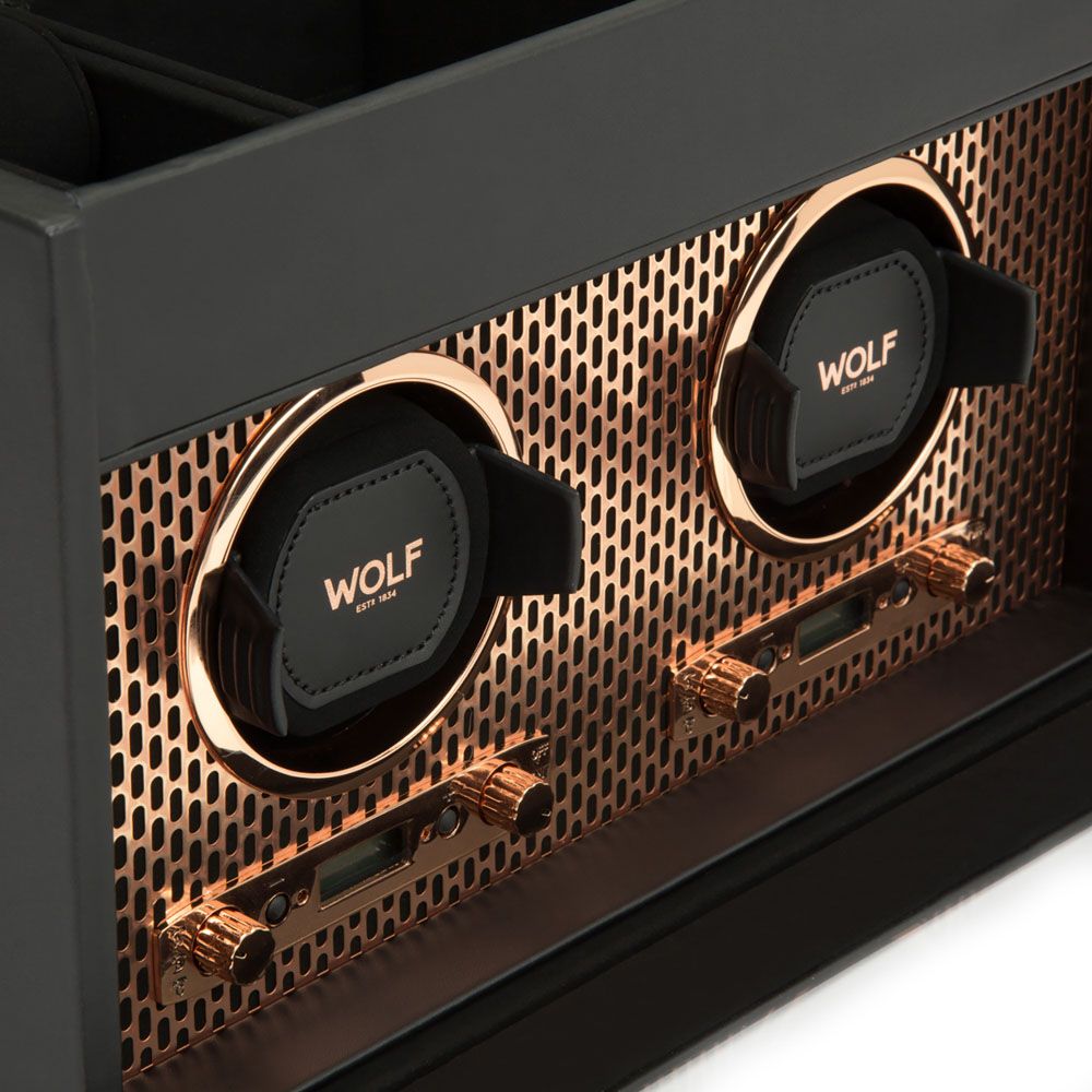 WOLF Axis Dubbele Horloge Opwinder met Opslag 469316 - Juwelier van Dam