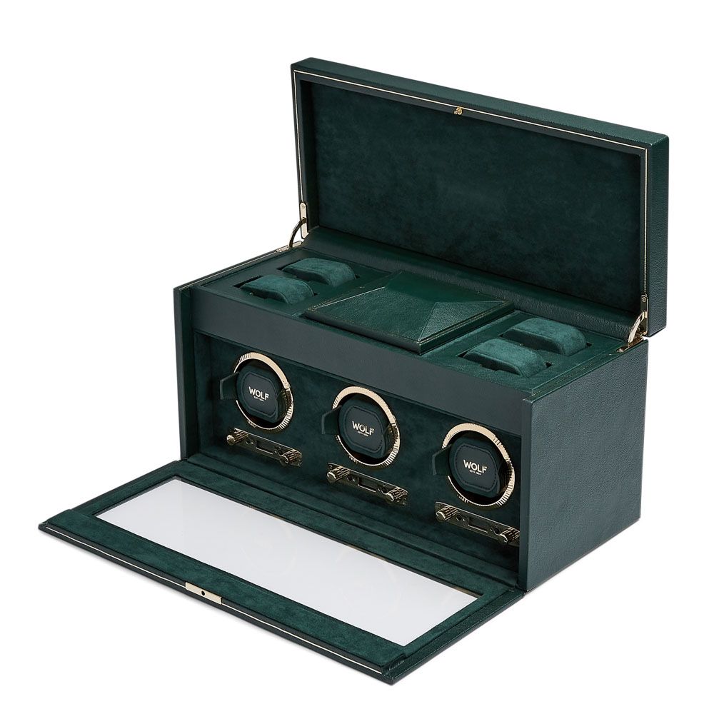 WOLF British Racing Driedubbele Horloge Opwinder met Opslag 792341 - Juwelier van Dam