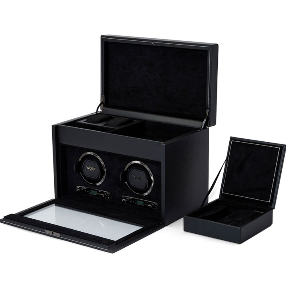 WOLF British Racing Dubbele Horloge Opwinder met Opslag 792202 - Juwelier van Dam