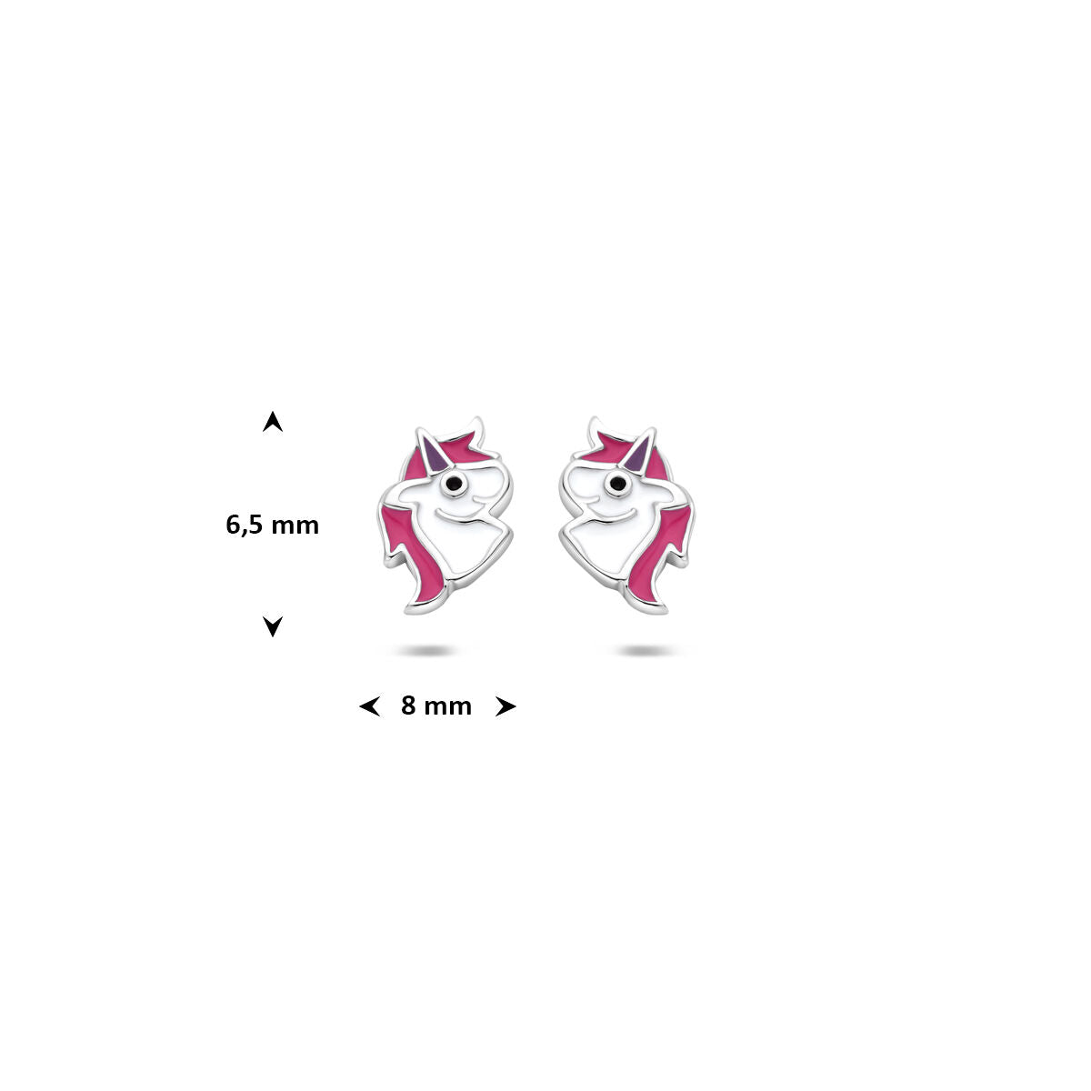 Zilveren Oorknoppen Emaille Eenhoorn 6,5 mm 1329130