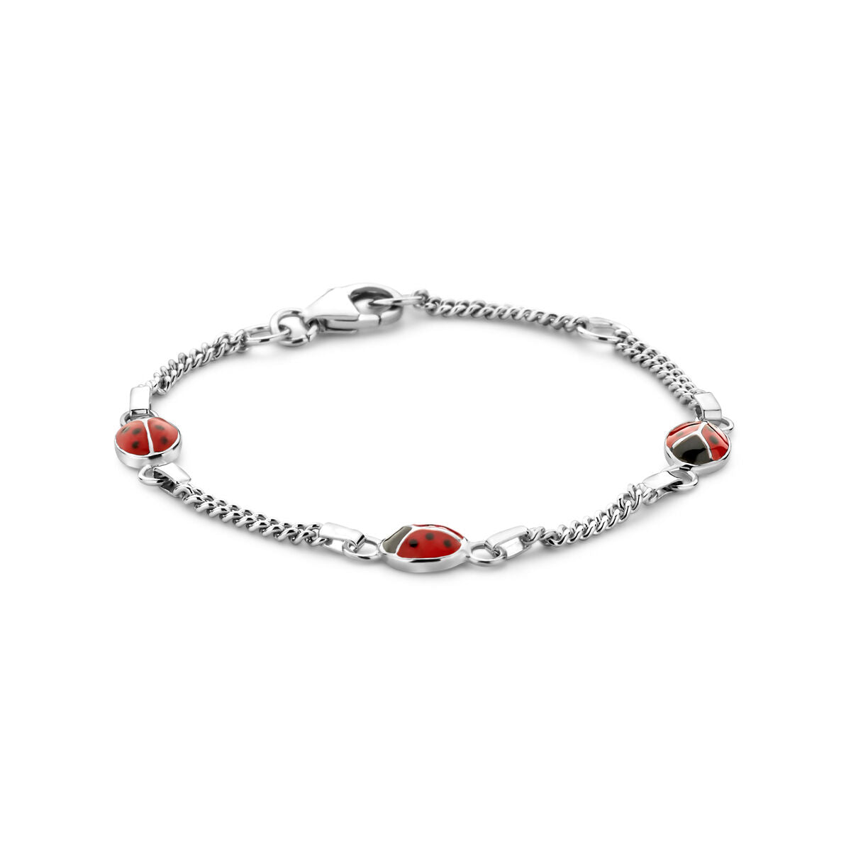 Zilveren Armband Lieveheersbeestje Emaille 11 - 13 cm 1337159