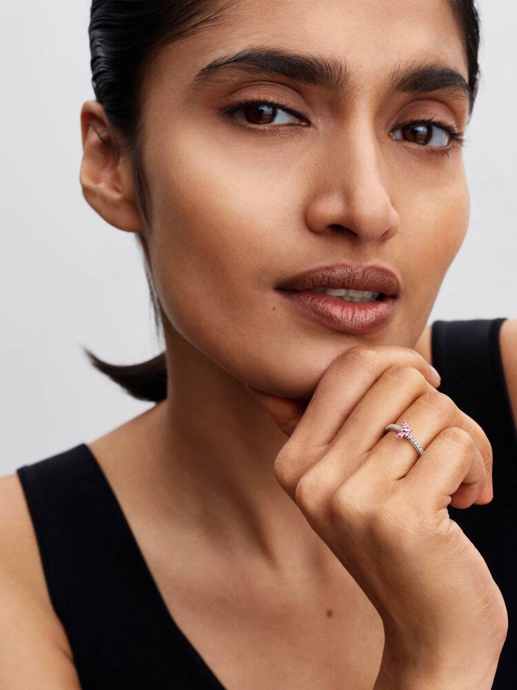 Pandora Ring met Roze Zirkonia Vlinder 194269C02-54