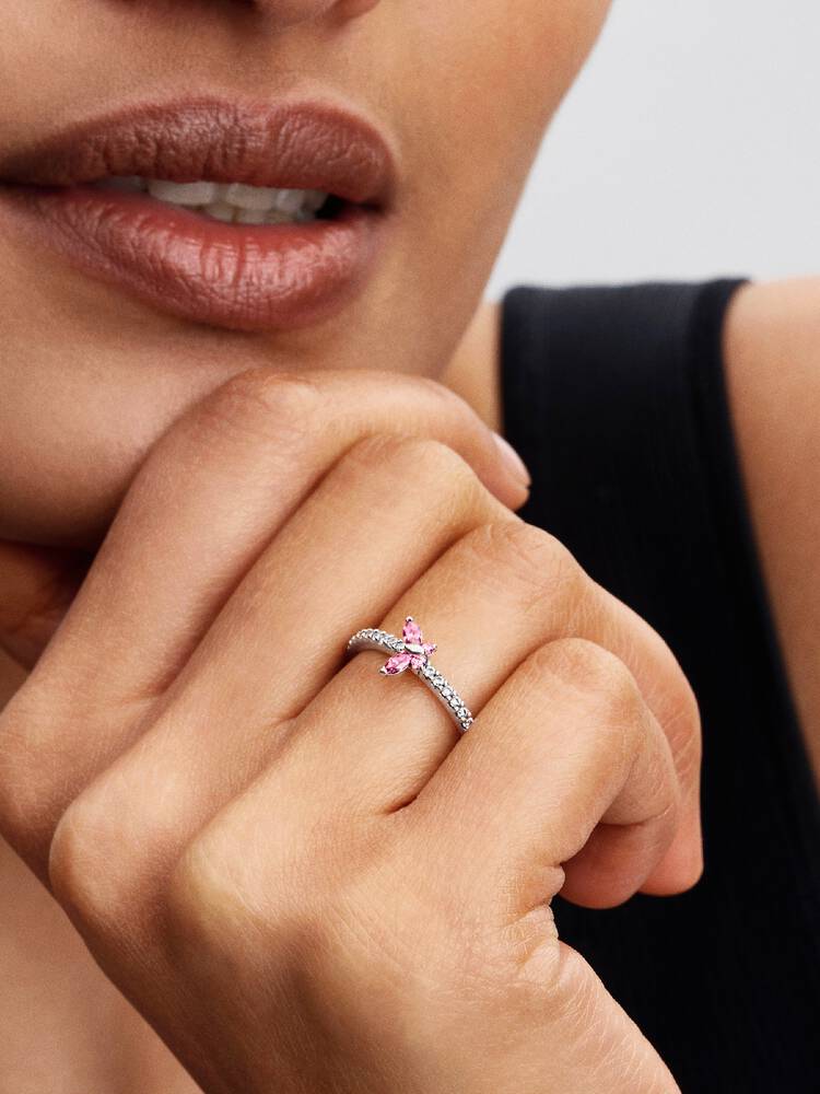Pandora Ring met Roze Zirkonia Vlinder 194269C02-52