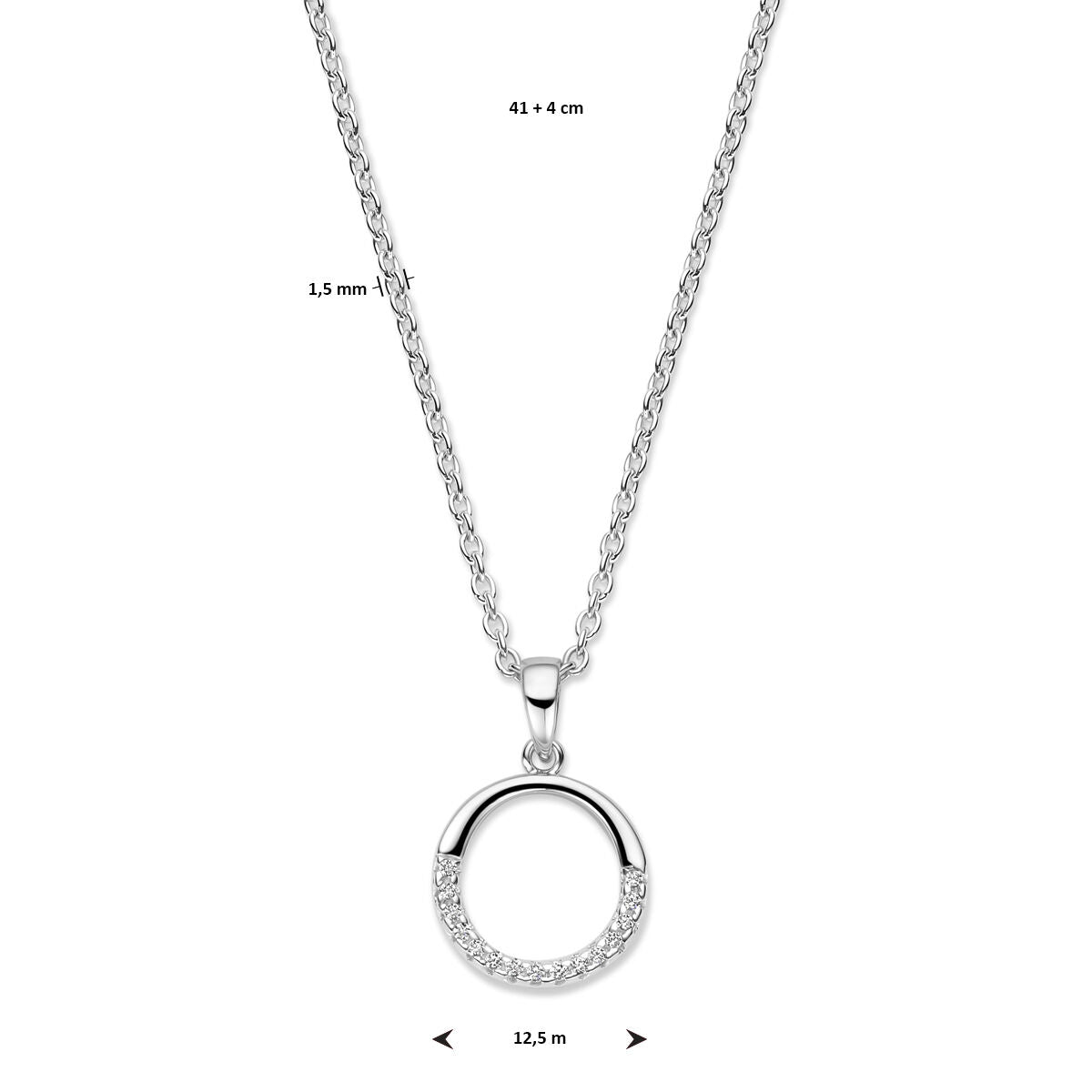 Zilveren Collier Zirkonia 41+4cm 1322094