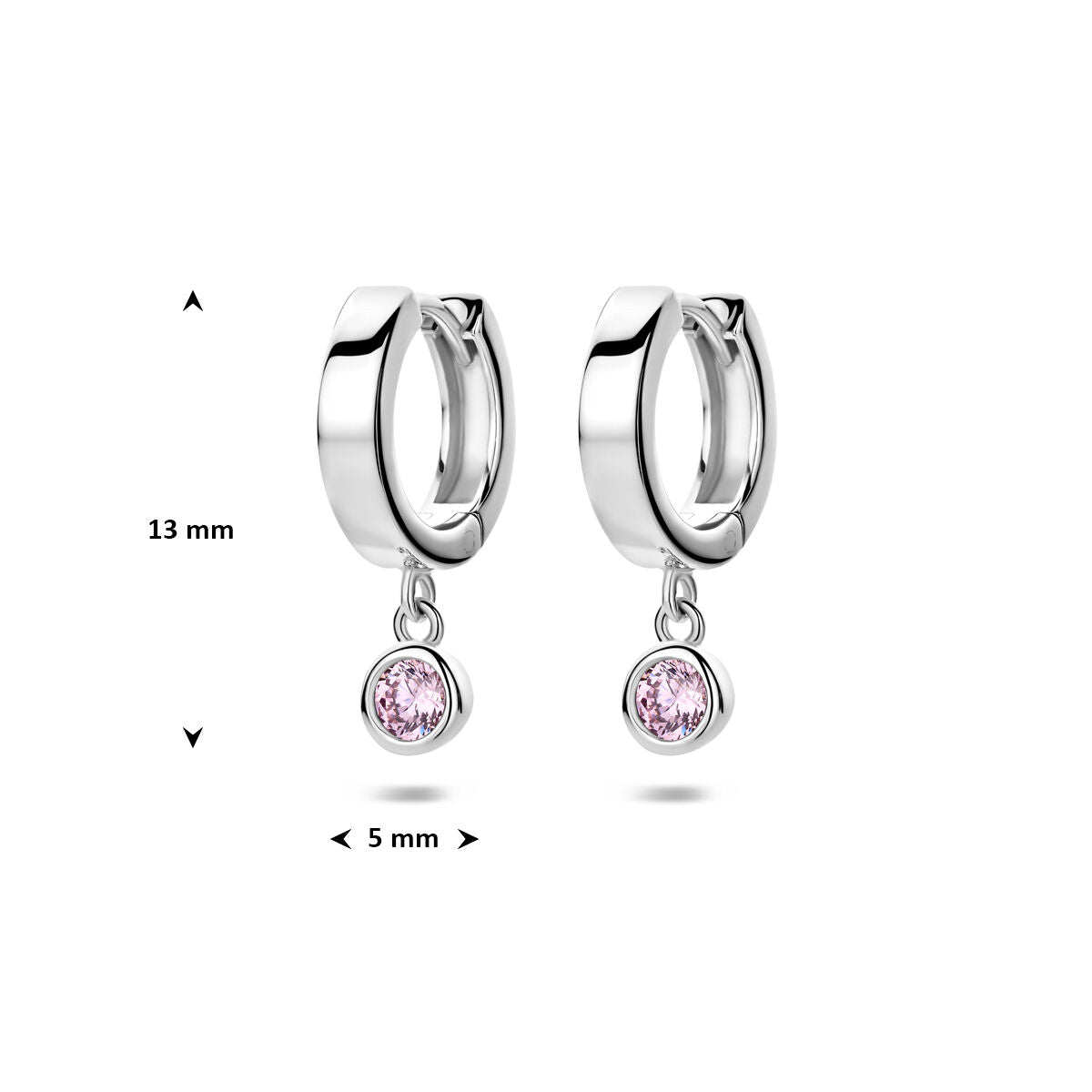 Zilveren Klapoorringen Zirkonia 13 mm 1321824