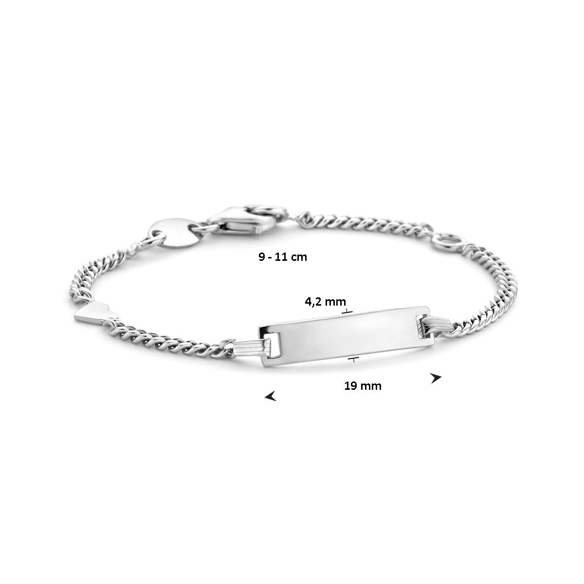 Zilveren Graveerarmband Gourmette 4 Zijdes Geslepen Plaat 4,2 mm 1327371