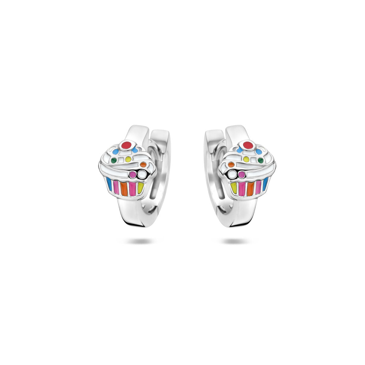 Zilveren Klapoorringen Cupcake Emaille 1340428