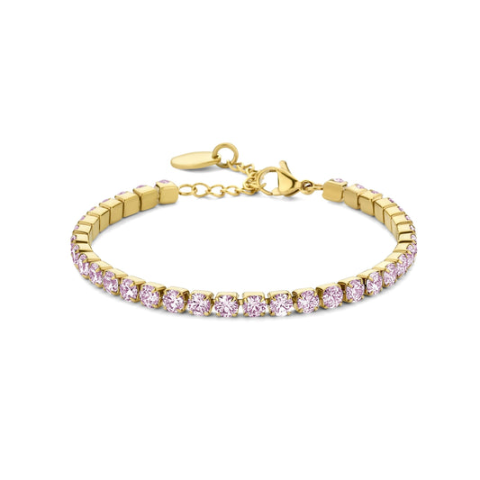 CO88 Collection Stalen Tennisarmband Goud met Zirkonia's 8CB-91215