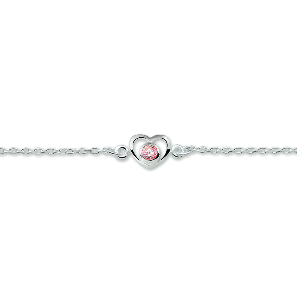 Zilveren Armband Hart en Zirkonia 13 - 15 cm 1321942