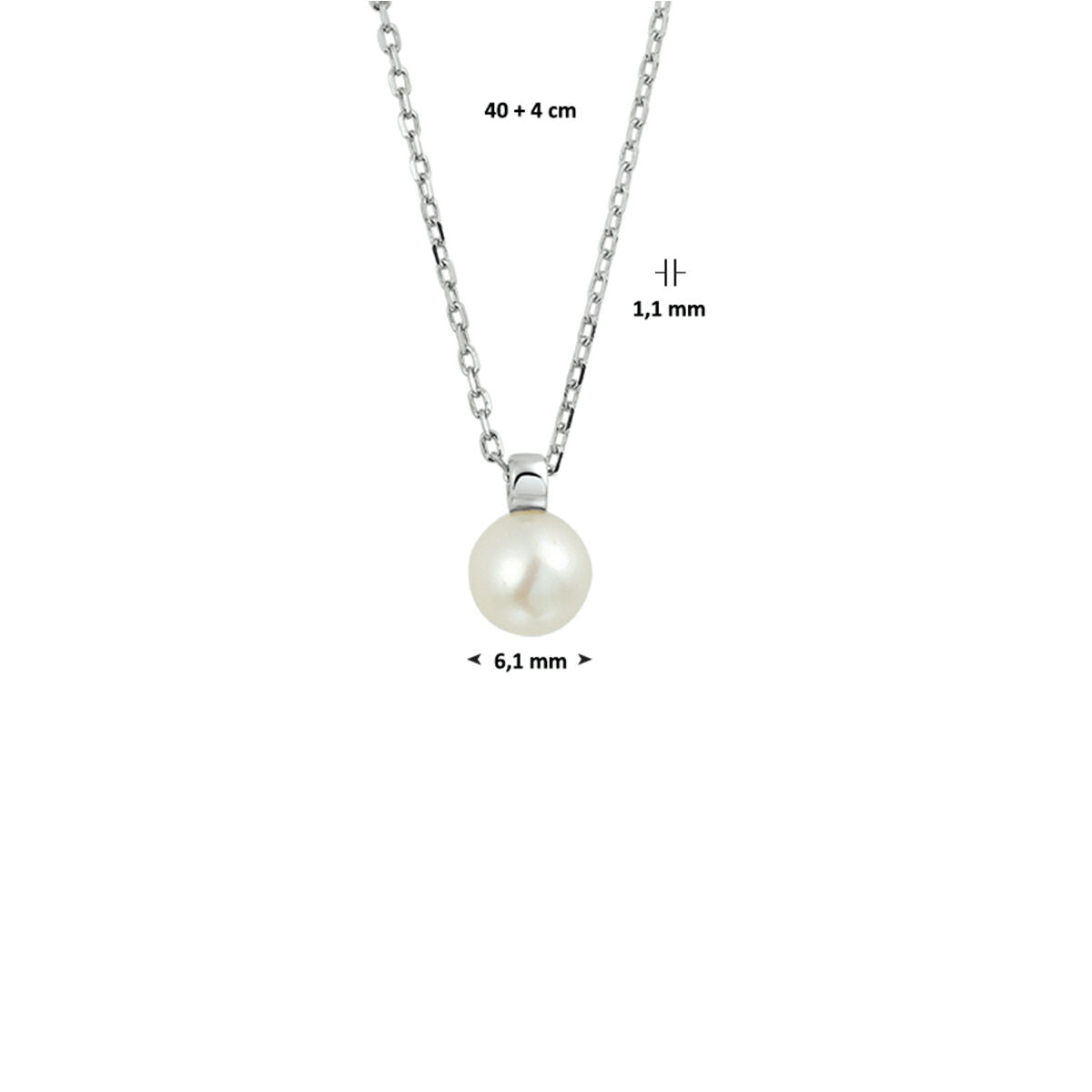 Zilveren Collier Parel 40+4cm 1322089