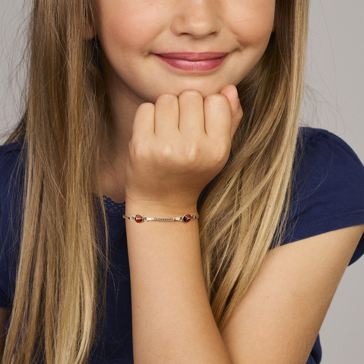 Zilveren Armband Lieveheersbeestje Emaille 11 - 13 cm 1337159