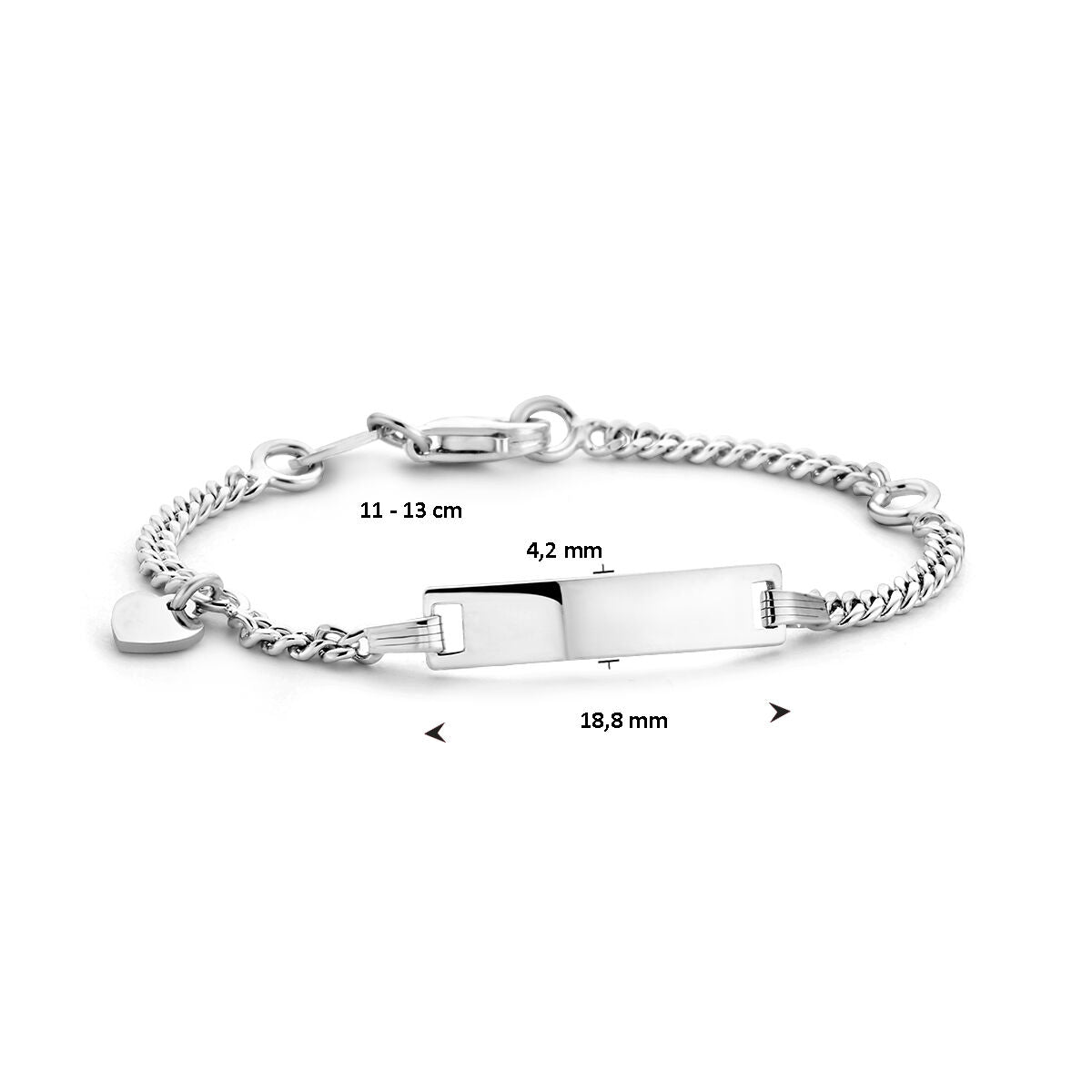Zilveren Graveerarmband Hart 4,2 mm 11- 13 cm 1327375
