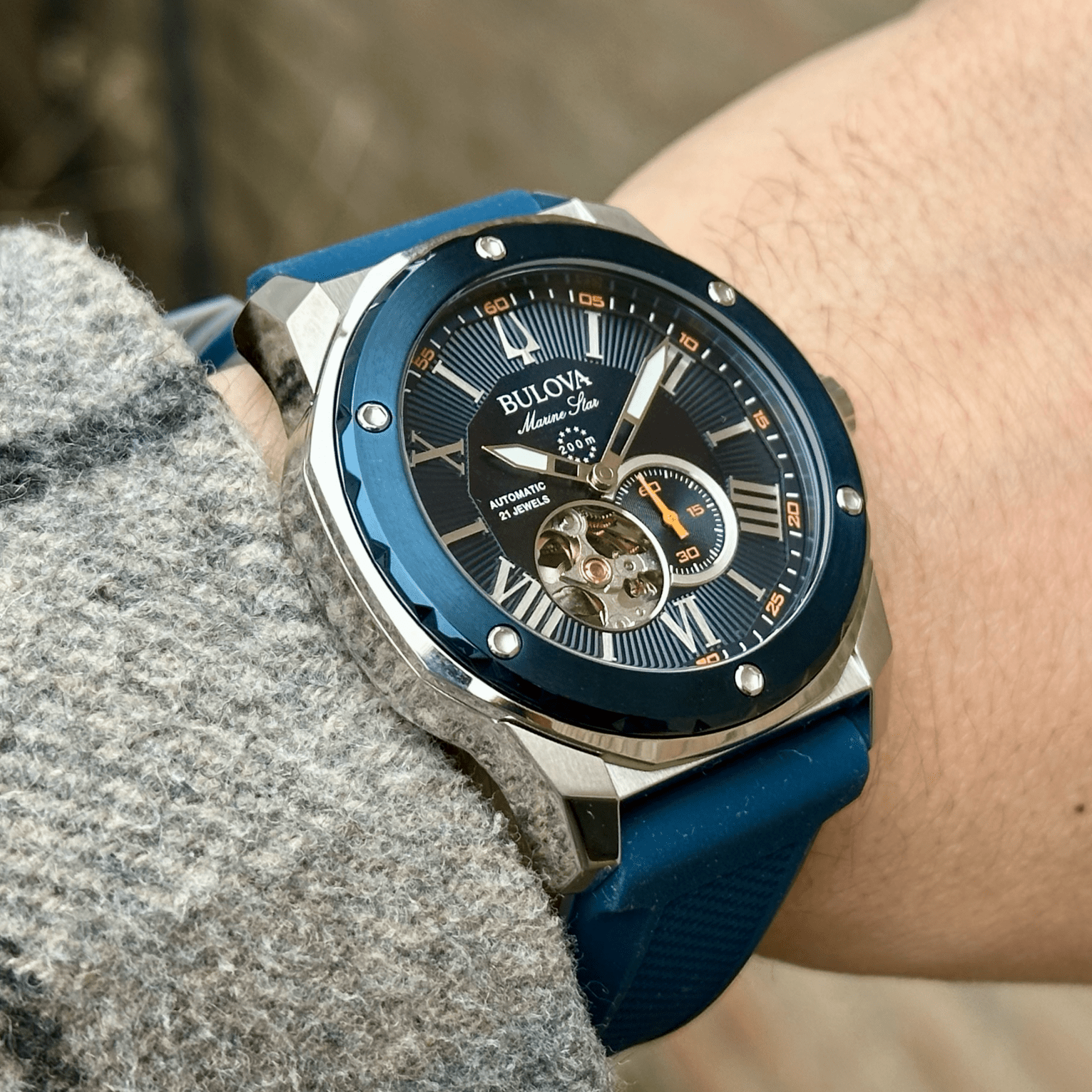 BULOVA MarineStar 98A282 オートマチック ブルーダイアル 【公式通販】
