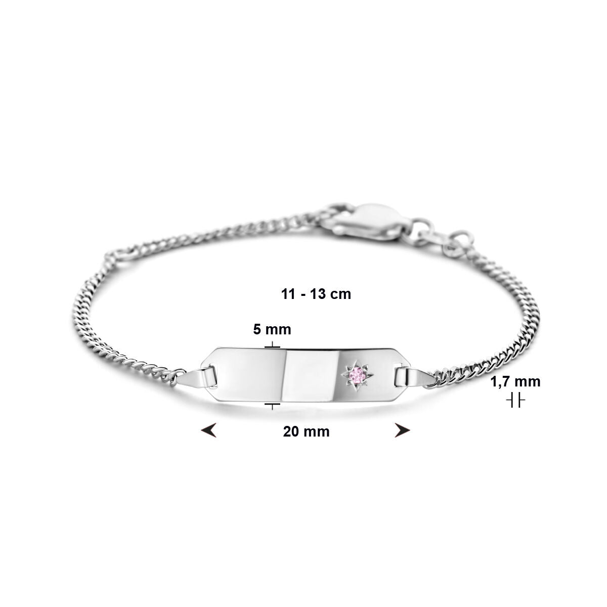 Zilveren Graveerarmband Zirkonia Plaat 5,0 mm 11 - 13 cm 1327377