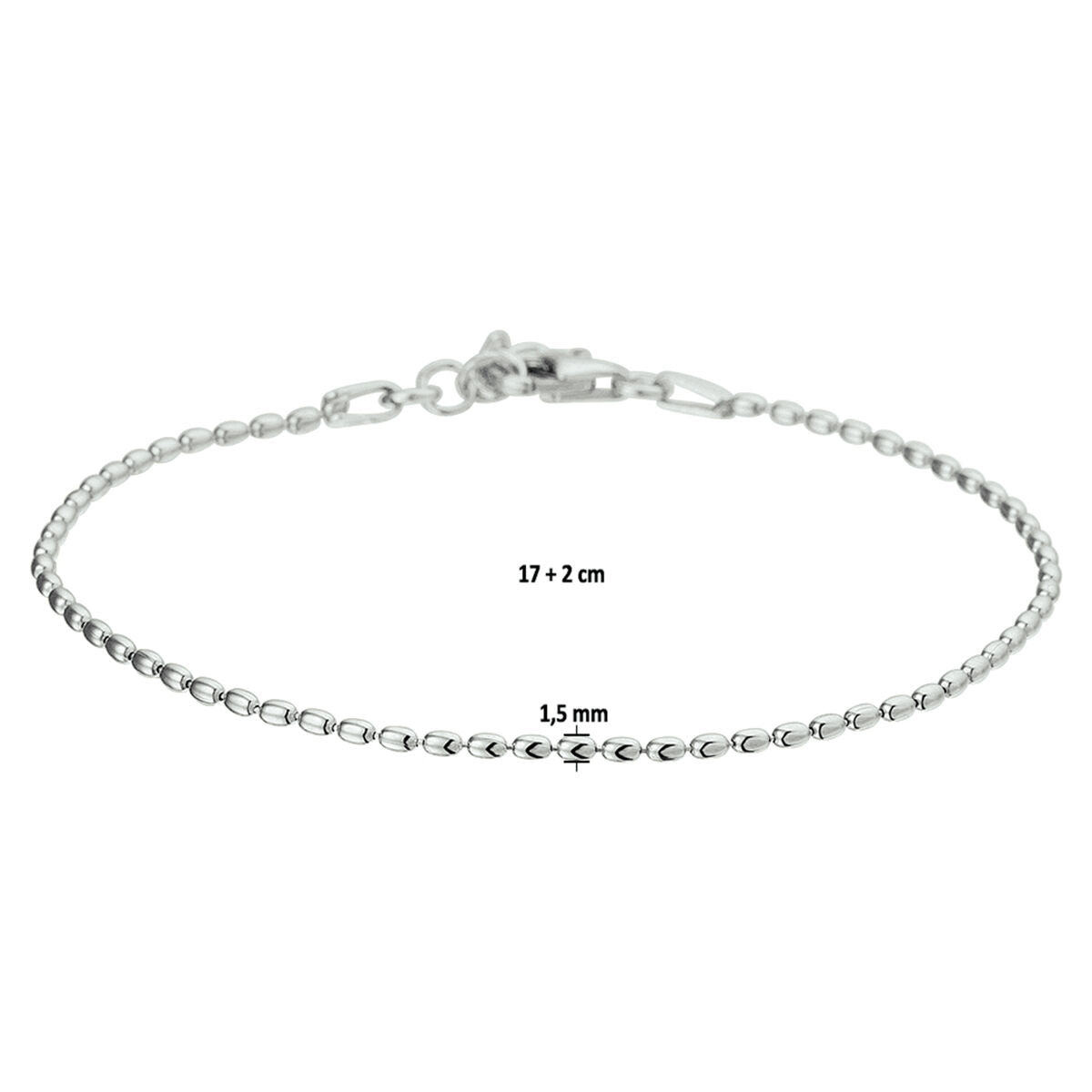 Zilveren Armband Bolletjes 1,5 mm 17 + 2 cm 1327361