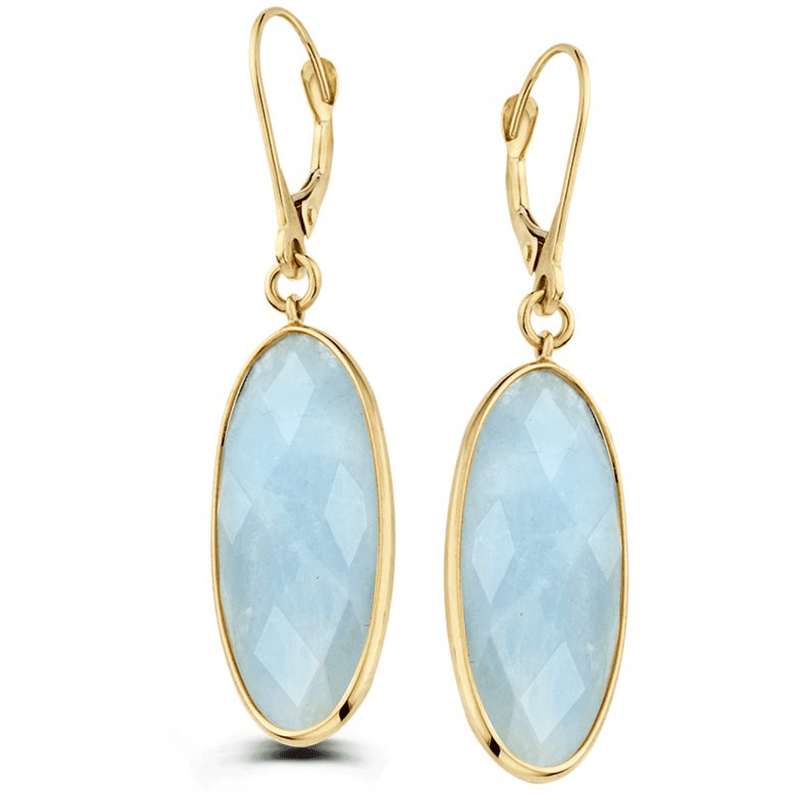 Gouden oorhangers met aquamarijn